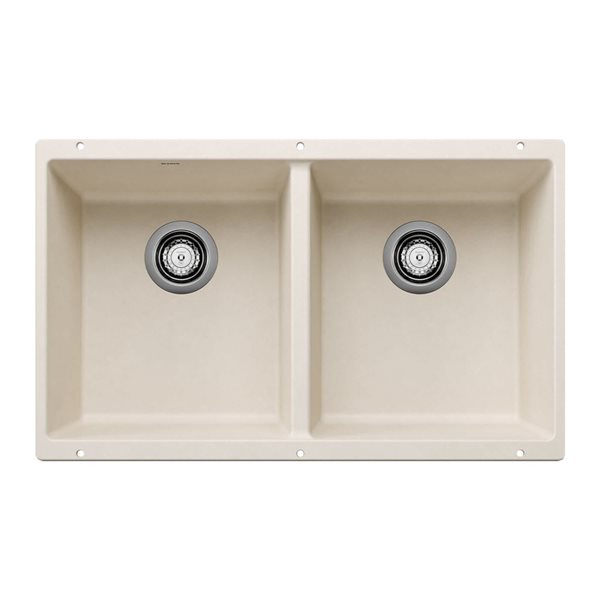 BLANCO Precis SILGRANIT 29-in 50/50 Double Bowl Undermount Kitchen Sink - Soft White