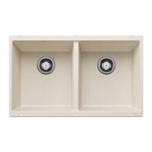 BLANCO Precis SILGRANIT 29-in 50/50 Double Bowl Undermount Kitchen Sink - Soft White