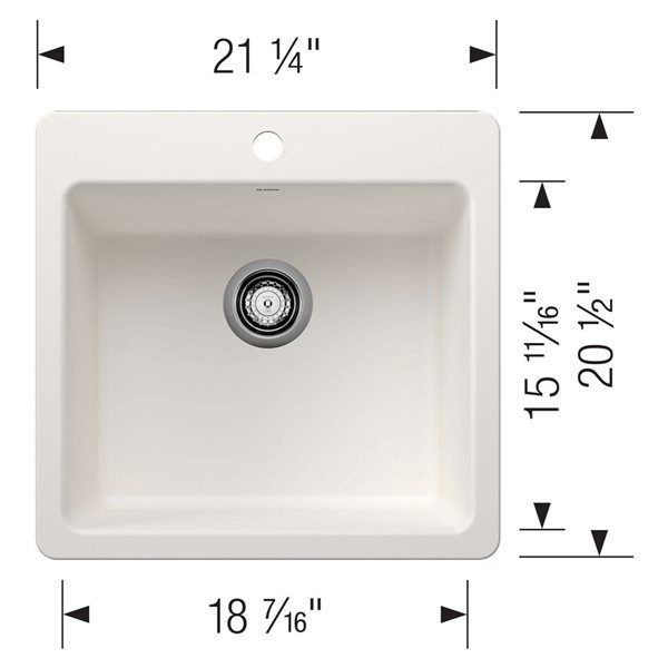 BLANCO Liven SILGRANIT 21-in Single Bowl Dual Mount Kitchen Sink - White