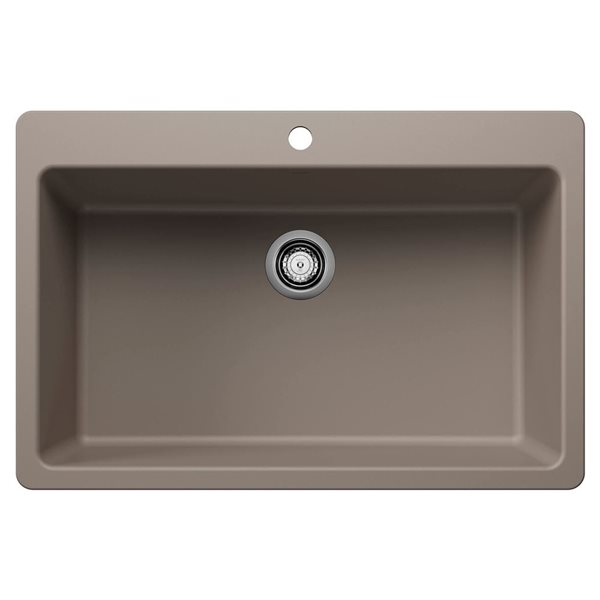 BLANCO Liven SILGRANIT 33-in Super Single Dual Mount Kitchen Sink - Truffle