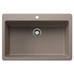 BLANCO Liven SILGRANIT 33-in Super Single Dual Mount Kitchen Sink - Truffle