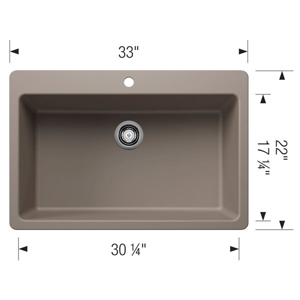 BLANCO Liven SILGRANIT 33-in Super Single Dual Mount Kitchen Sink - Truffle