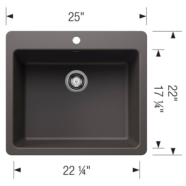 BLANCO Liven SILGRANIT 25-in Single Bowl Dual Mount Kitchen Sink - Cinder