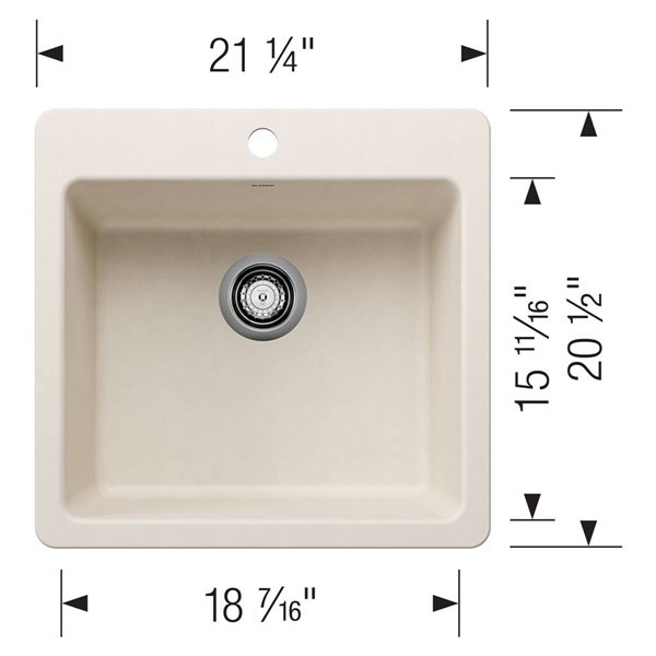 BLANCO Liven SILGRANIT 21-in Single Bowl Dual Mount Kitchen Sink - Soft White