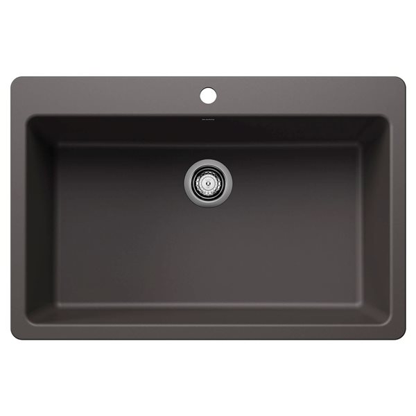 BLANCO Liven SILGRANIT 33-in Super Single Dual Mount Kitchen Sink - Cinder