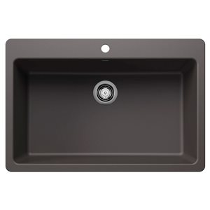 BLANCO Liven SILGRANIT 33-in Super Single Dual Mount Kitchen Sink - Cinder