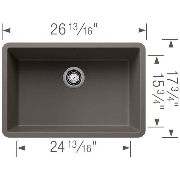 BLANCO Precis SILGRANIT 27-in Single Bowl Undermount Kitchen Sink - Volcano Grey