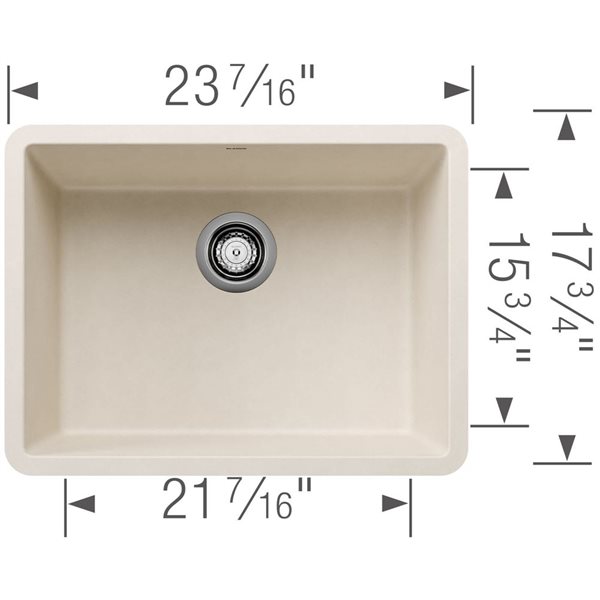 BLANCO Precis SILGRANIT 24-in Single Bowl Undermount Kitchen Sink - Soft White