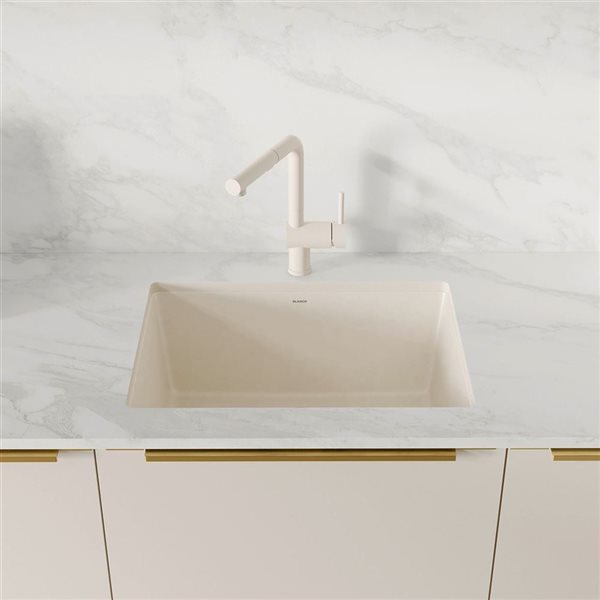 BLANCO Precis SILGRANIT 24-in Single Bowl Undermount Kitchen Sink - Soft White