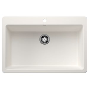 BLANCO Liven SILGRANIT 33-in Super Single Dual Mount Kitchen Sink - White