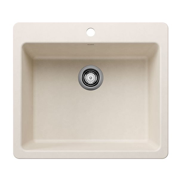 BLANCO Liven SILGRANIT 25-in Single Bowl Dual Mount Kitchen Sink - Soft White