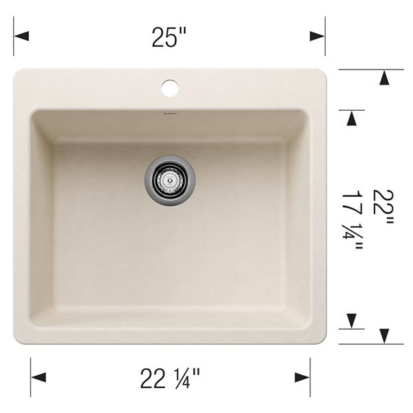 BLANCO Liven SILGRANIT 25-in Single Bowl Dual Mount Kitchen Sink - Soft White