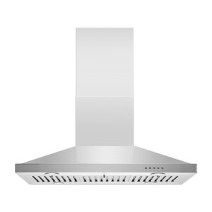 Hotte de cuisine pour îlot hybride Blue Ocean 36 po 760 pi³/min en acier inoxydable, 65 dB