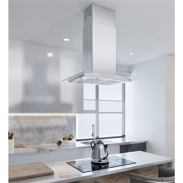 Blue Ocean 30-in 900 CFM Stainless Steel Convertible Island Mount Kitchen Range Hood - 65 dB