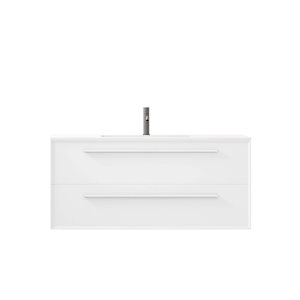 Meuble-lavabo 48 po blanc Savoir par GEF avec comptoir à surface solide blanc mat