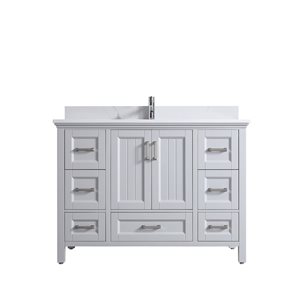 GEF Alaina 48-in Hampton Grey Freestanding Vanity with Engineered Calcutta Marble Top Single Sink