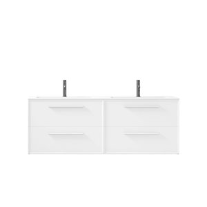 GEF Savoir 60-in White Vanity with Matte White Solid Surface Top Double Sink