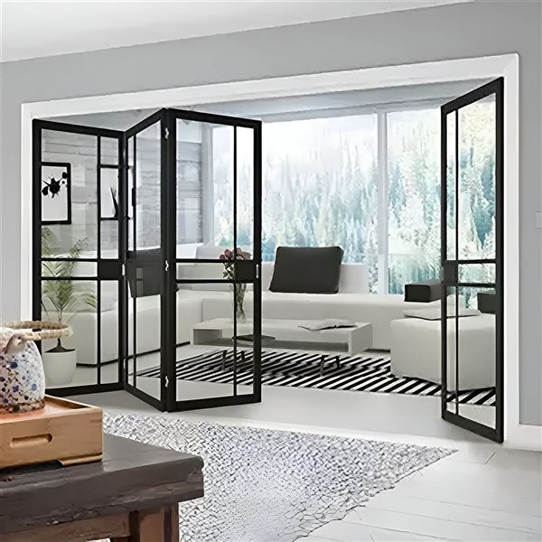 Garson GREENWICH 32-in x 80-in x 1 3/8-in Black Primed Glazed Glass Door w Handle Set