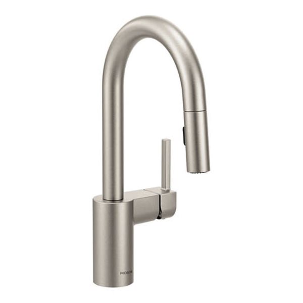 MOEN Align Spot Resist Stainless Steel 1-Handle High Arc Pull-Down Bar Faucet