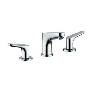 Hansgrohe Focus E Polished Chrome 2-Handle Deck-Mount Low Arc Bathroom Faucet w/ Drain