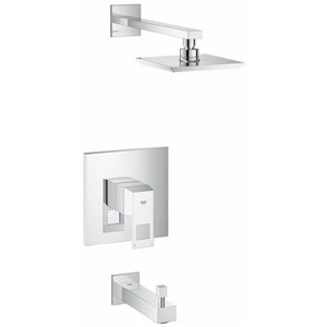 GROHE Eurocube Polished Chrome Tub and Shower Faucet with Rough-in Valve