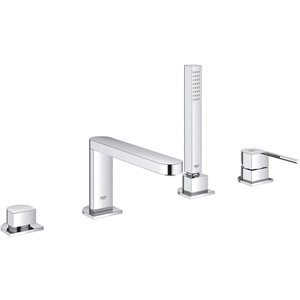 GROHE Europlus Robinet de baignoire romaine à 4 trous à montage en saillie avec douchette en chrome poli