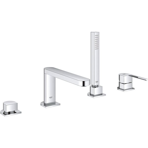 GROHE Europlus Polished Chrome 4-Hole Single-Handle Deck-Mount Roman Tub Faucet w/ Handshower