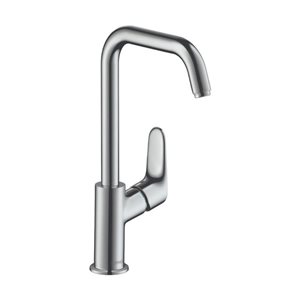 Hansgrohe Focus 240 Chrome 1-Handle Single Hole Bathroom Faucet w/ Swivel Spout and Pop-Up Drain