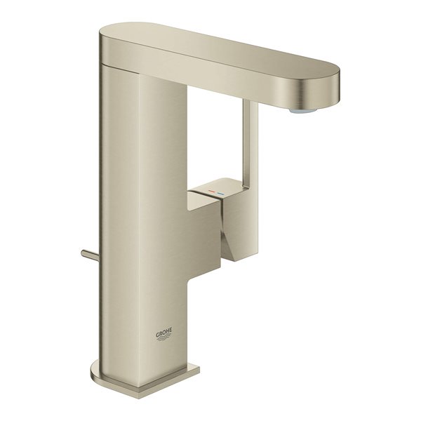 GROHE Plus Brushed Nickel 1-Handle Single Hole Bathroom Faucet w/ Drain