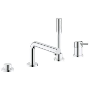 GROHE Concetto Polished Chrome 4-Hole Single-Handle Deck-Mount Roman Tub Faucet w/ Handshower