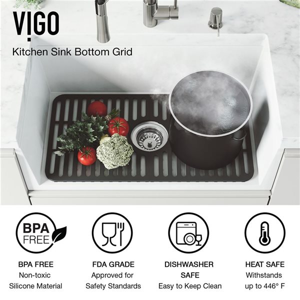 VIGO&nbsp;13-in D x&nbsp;25-in W silicone VIGO Bottom Grid for Single Bowl Kitchen Sink - Matte Black