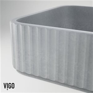 VIGO Windsor 21 L x 14 W x 5-in H Grey Concreto Stone Rectangular Vessel Bathroom Sink