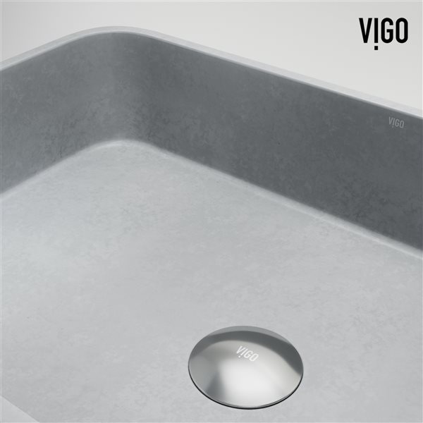 VIGO Windsor&nbsp;21-in L x&nbsp;14-in W x&nbsp;5-in H Concreto Stone Rectangular Vessel Bathroom Sink - Grey