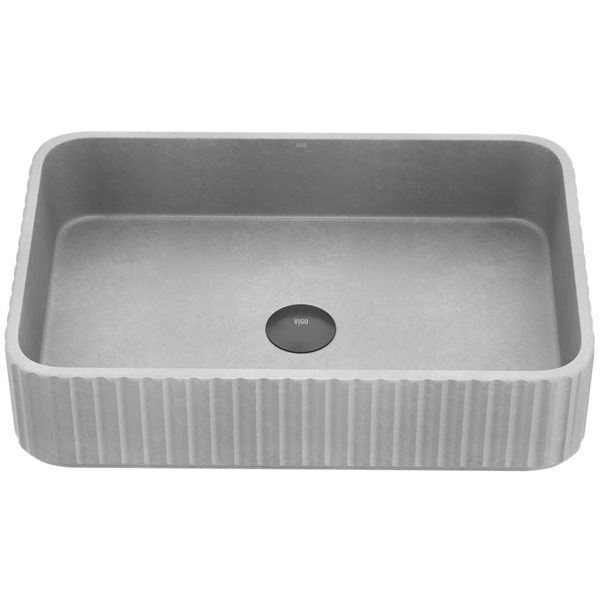 VIGO Windsor 21 L x 14 W x 5-in H Grey Concreto Stone Rectangular Vessel Bathroom Sink