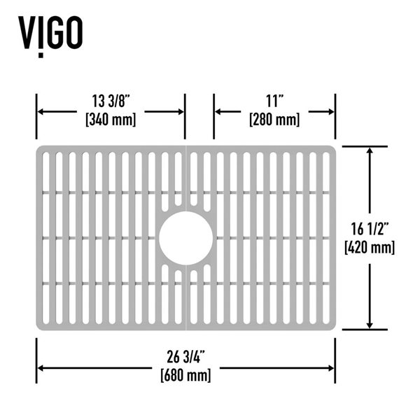 VIGO 17-in D x 27-in W silicone VIGO Bottom Grid for Single Bowl Kitchen Sink - Grey