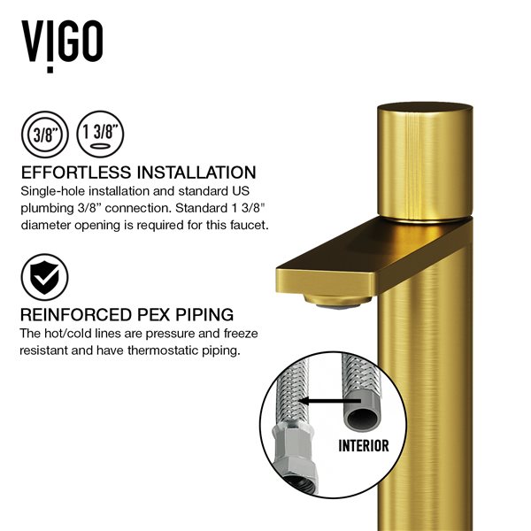 VIGO Alhambra&nbsp;15-in W x&nbsp;15-in L Concreto Stone Grey Square Vessel Bathroom Sink with Gotham Matte Gold Faucet/Drain