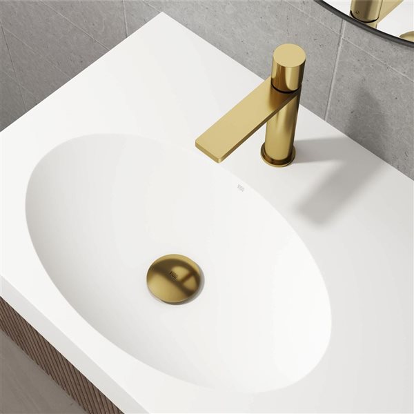 VIGO Brushed Brushed Gold Bathroom Sink Pop-Up Drain with Overflow