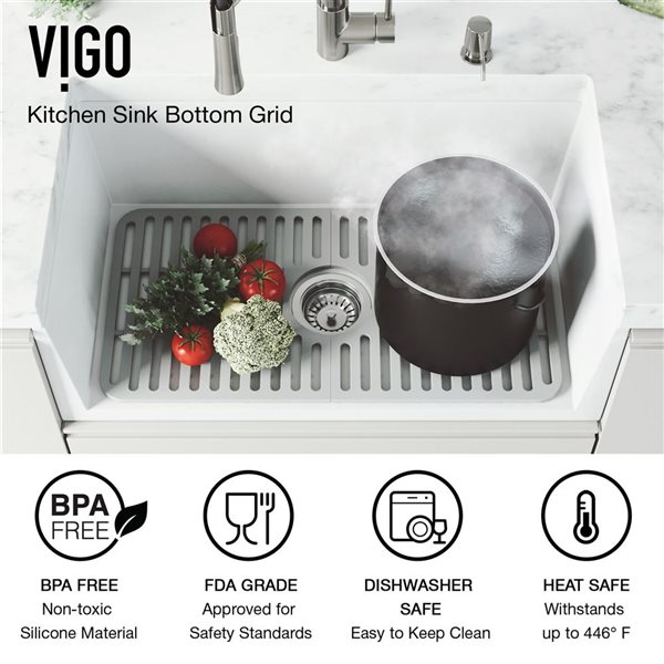 VIGO&nbsp;13-in D x&nbsp;25-in W silicone VIGO Bottom Grid for Single Bowl Kitchen Sink - Grey