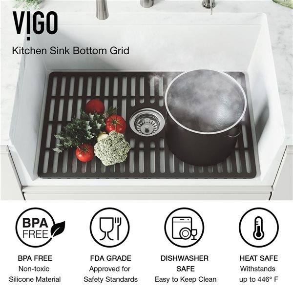 VIGO&nbsp;17-in D x&nbsp;27-in W silicone VIGO Bottom Grid for Single Bowl Kitchen Sink - Matte Black