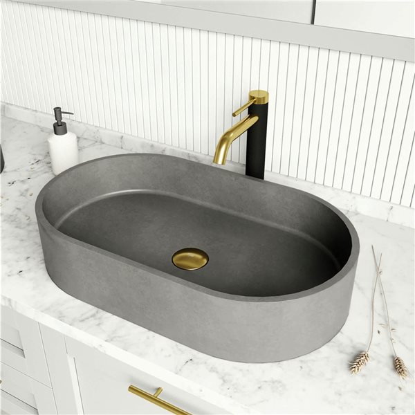 VIGO Brushed Brushed Gold Vessel Bathroom Sink Pop-Up Drain and Mounting Ring