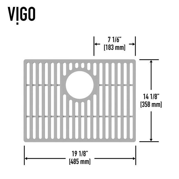 VIGO&nbsp;14-in D x&nbsp;19-in W silicone VIGO Bottom Grid for Single Bowl Kitchen Sink - Grey