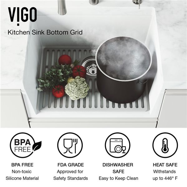 VIGO&nbsp;14-in D x&nbsp;19-in W silicone VIGO Bottom Grid for Single Bowl Kitchen Sink - Grey