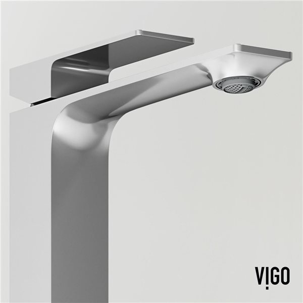 VIGO Dunn 13 W x 18-in D Grey Concreto Stone Rectangular Vessel Bathroom Sink w/ Dunn Chrome Faucet and Pop-Up