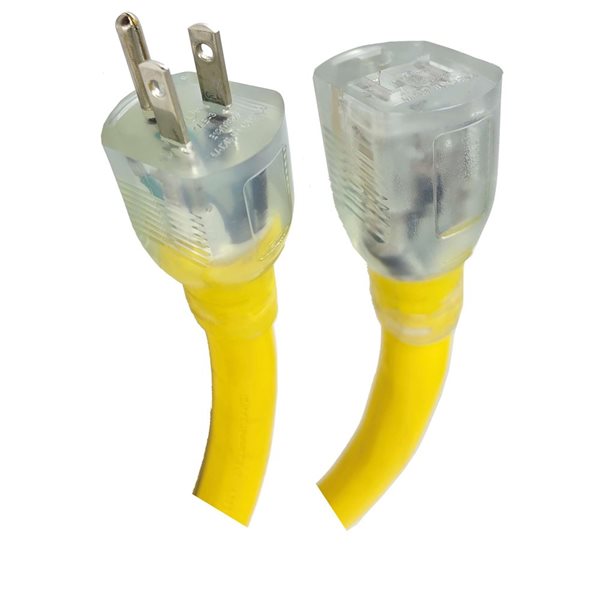 Canada Wire 25-ft Yellow TPR/TPE Lighted Extension Cord