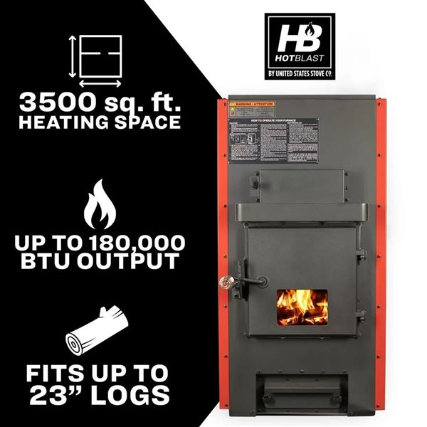 US Stove Company Hot Blast HB1520 Red Wood Furnace