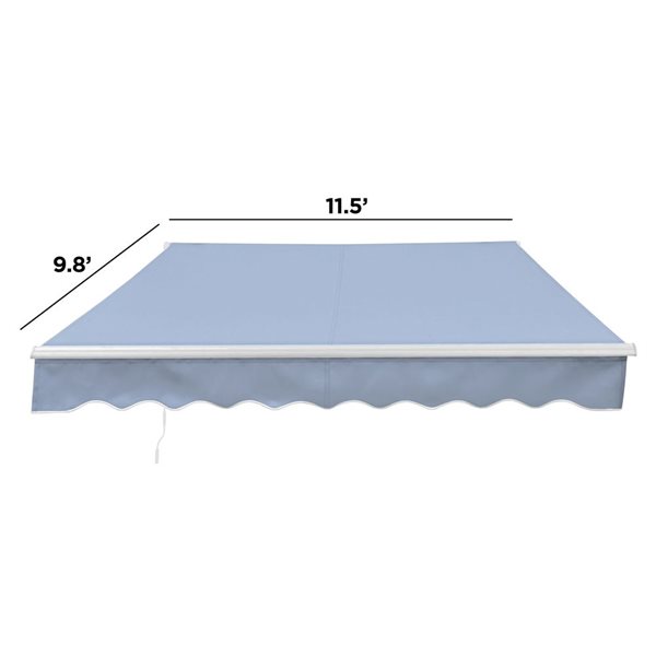 ALEKO 12 x 10-ft Motorized Retractable White Frame Patio Awning - Silver Charcoal Grey