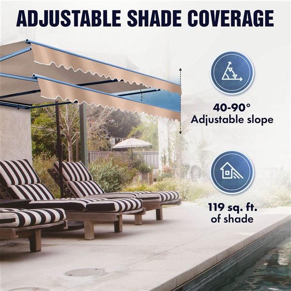ALEKO 13 x 10-ft Retractable White Frame Patio Awning - Forest Green