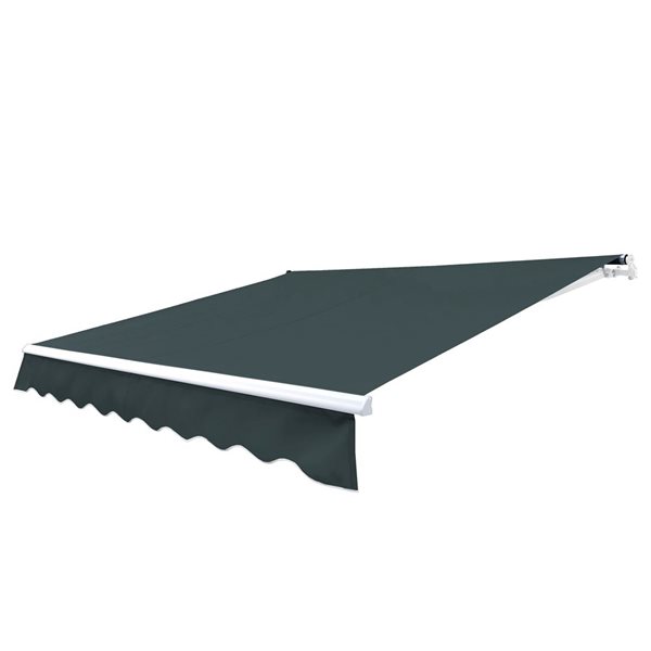 ALEKO 13 x 10-ft Retractable White Frame Patio Awning - Forest Green