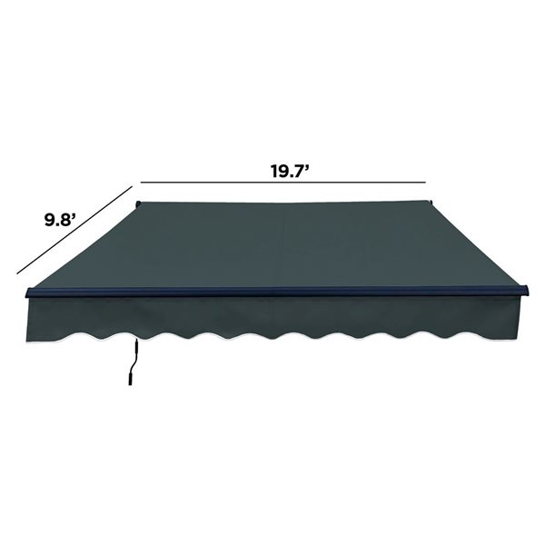 ALEKO 20 x 10-ft Retractable Black Frame Motorized Patio Awning - Forest Green Fabric