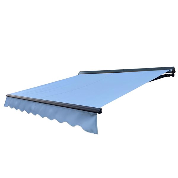 ALEKO 20 x 10-ft Half Cassette Motorized Retractable LED Luxury Patio Awning - Sky Blue